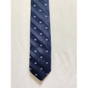 VTG Damon mens neck tie blue novelty print crowns 90s dad tie
